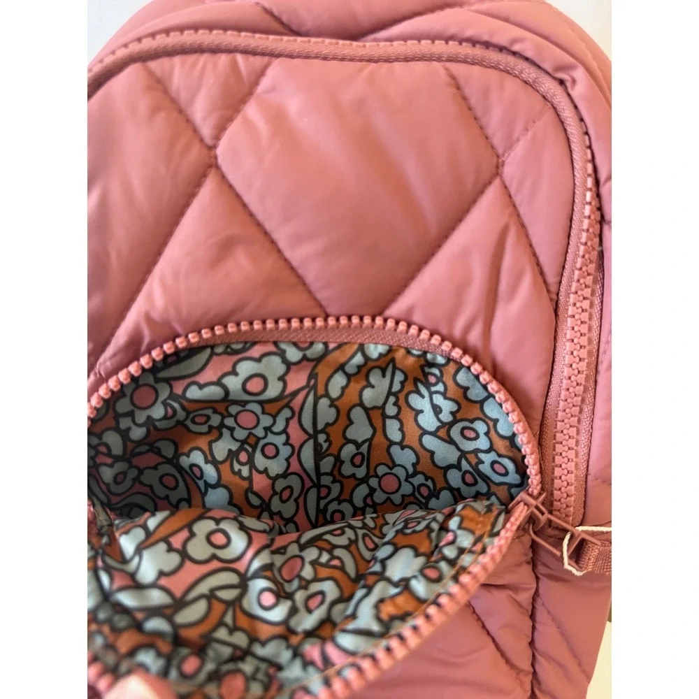 Vera Bradley Small Sling Backpack Quilted Performance Twill Rose Pink NWT